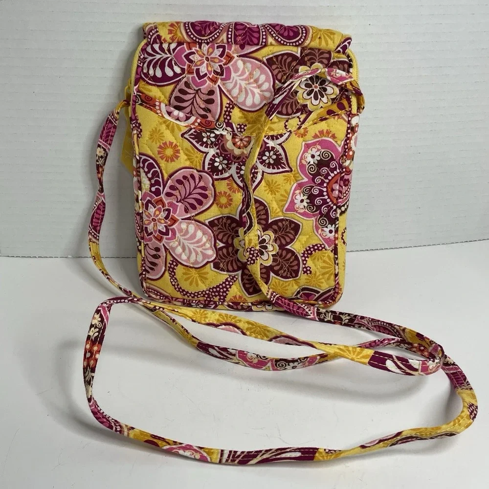 Vera Bradley Hipster In Floral Paisley  Yellow Pink Crossbody Bag.  Hardly Used